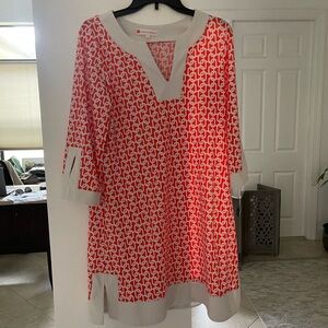 Jude Connally Pink and White Geometric Dress